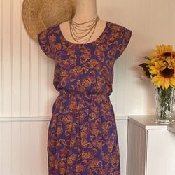 Purple & Orange Shortsleeved Butterfly Dress