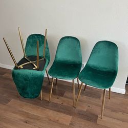 Emerald Green Gold Velvet Dining Chairs