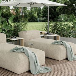 2set Lounge Chair Outdoor Bed Lounger Outdoor Couch Sofa Comfy Patio Furniture Dense Foam Pool Loungers Lazy Sofa for Outside