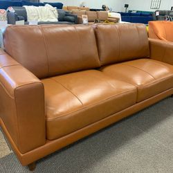 Tan Top Grain Leather Sofa 