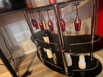 Black Chrome Home Bar Rack with Wine Glass Holder