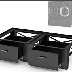 2 Pack Washer Dryer Pedestals with Drawer - 28" Laundry Pedestal