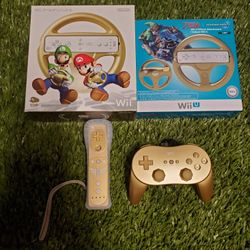 Nintendo Wii Gold Controller Lot Zelda Skyward Sword Mario Kart 8 Wii U