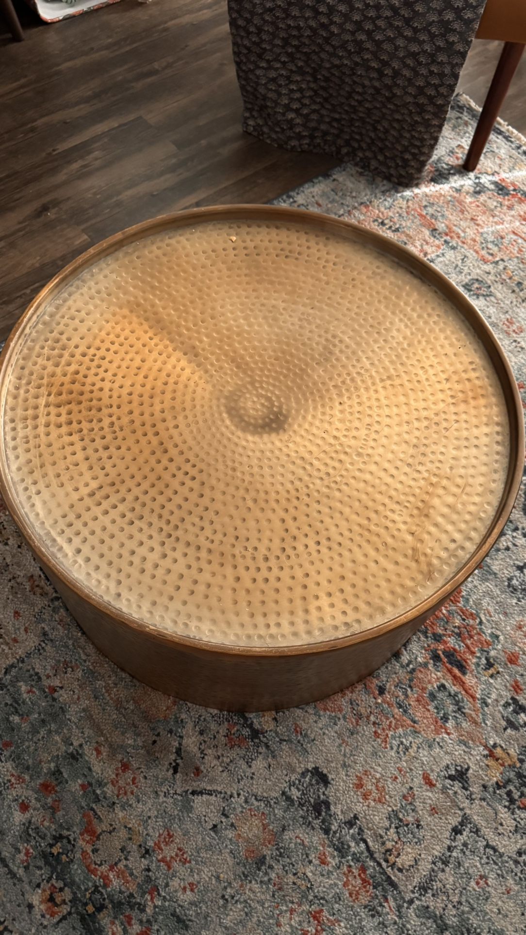 Round Hammered Gold Coffee Table
