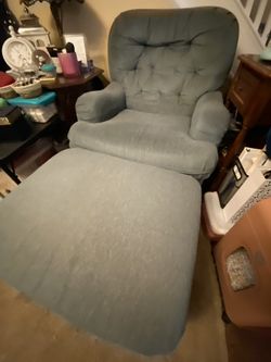 Blue Chair And Ottoman