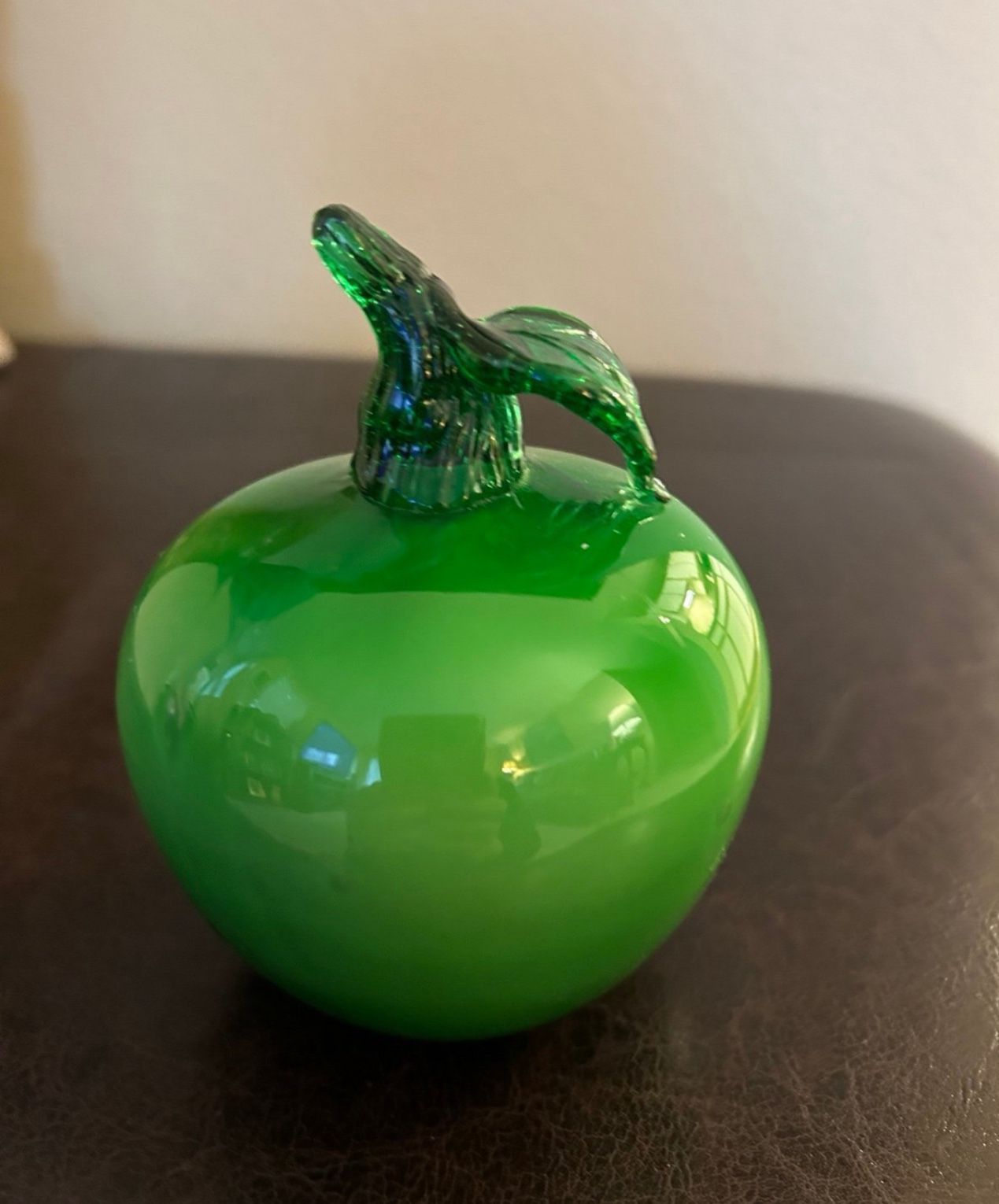 Decorative Green Glass Apple Paperweight