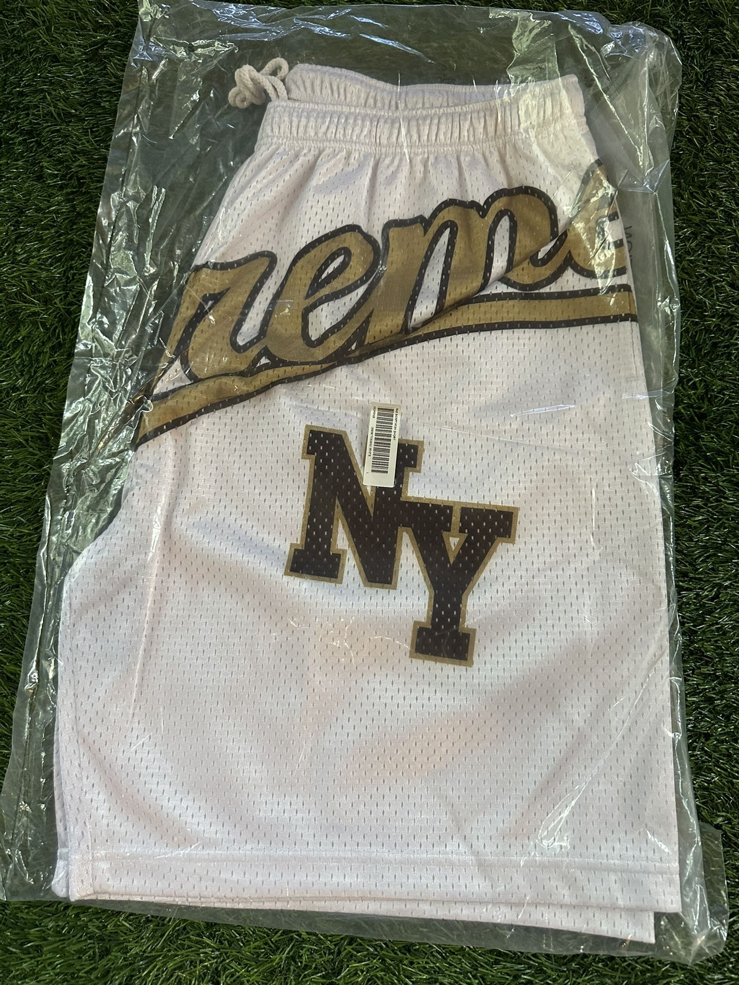 Supreme Big Script Mesh Short White SS24 Multiple Sizes Available Large, XLarge and XXLarge