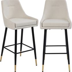 Counter Height 26” Bar Stools Set Of 4  With Back Upholstered, Meta Legs Brand New In Box
