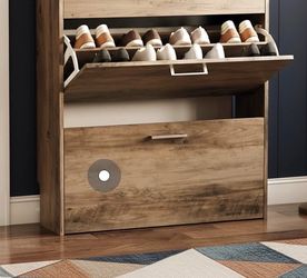 Shoe Cabinet with Flip-Down Drawers