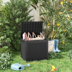 80 Gallon Large Resin Deck Box, Outdoor Storage Container for Patio Furniture Cushions Garden Tools Pool Toys Sports Equipment Waterproof Lockable S