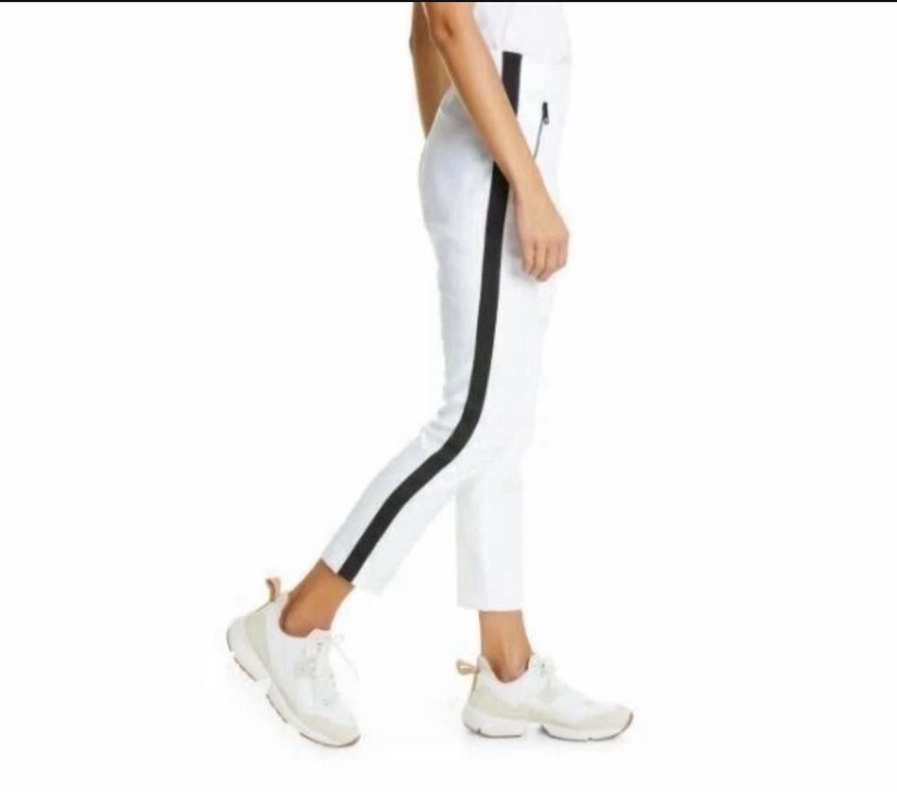 NWT Rag & Bone Pants Simone White Ankle High Rise Zipper Side Stripe Size 10