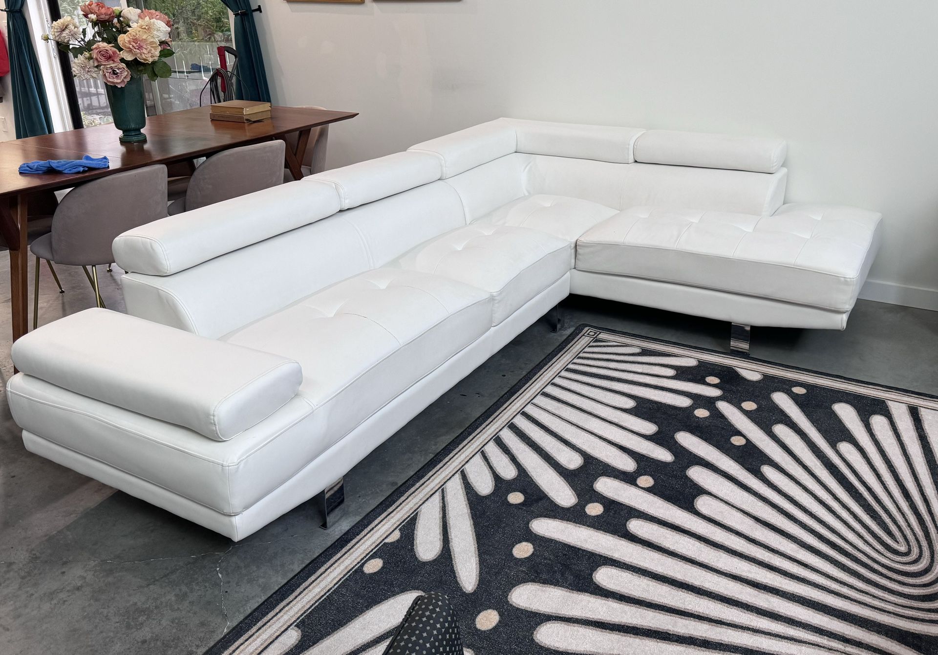Sectional White Leather Couch
