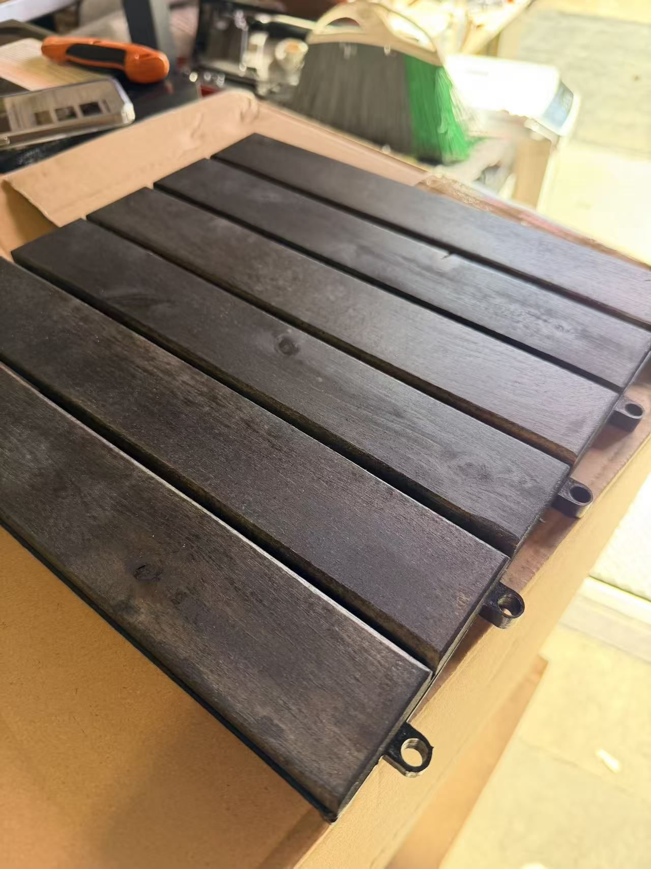 27 PCS Solid Acacia Wood Interlocking Patio Deck Tiles black espresso $5