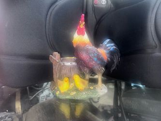 Rooster and Chicks Resin Figurine