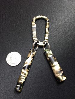 Carabiner with whistle and flashlight