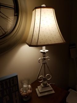 Coastal/shabby chic white metal lamps