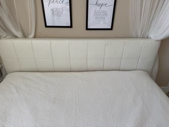 White Faux Leather King Upholstered bed