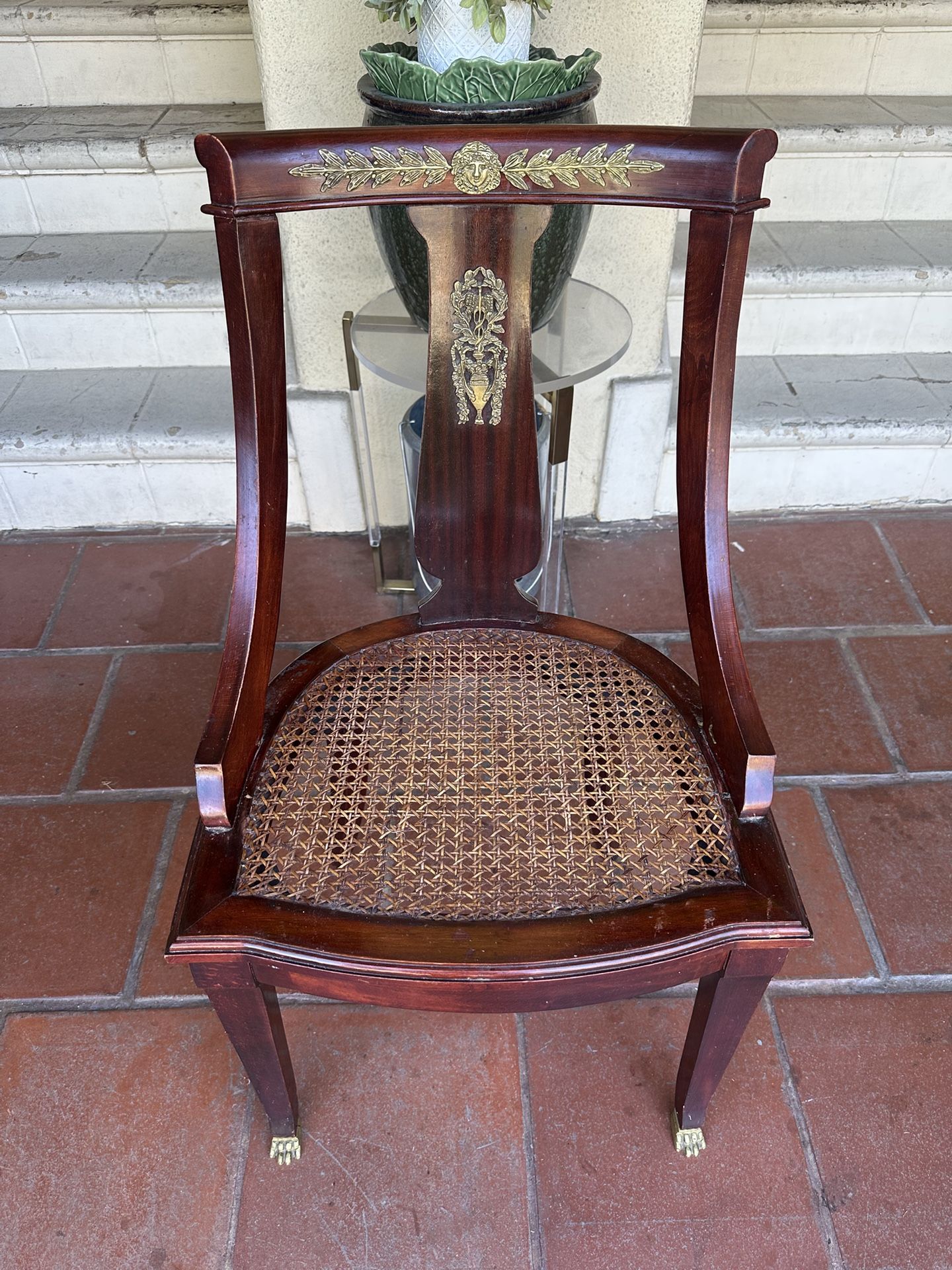 4 Vintage Dining Chairs With Good Brass Ornates 