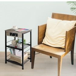BTY NIGHTSTAND  WITH CHARGING STATION GREY