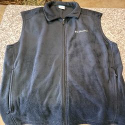 Columbia Zip Up Sweater Vest Mens  Zipper Pockets 100% Polyester Blue XL