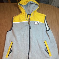 Y2K South Pole Vest Jacket Gray/Yellow Size L