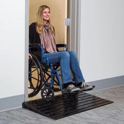Threshold Ramp, Solid Rubber 4" Maximum Riser with 3 Channels