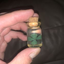 Four Leaf Clover Wishing Bottle Real 4 Leaf Clover In Glass Corked Bottle