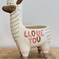 I Love You Llama Planter Ceramic ~ Great Valentine Gift!