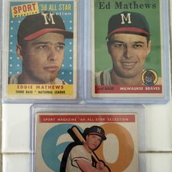 Vintage baseball - 1958 Ed Mathews - 3 cards!!!