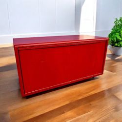 Vintage Cherry Red Rolling Storage Chest