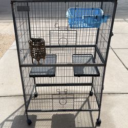 Rolling Metal Bird Cage (Missing Floor) LxWxH: 32” x 21” x 50”
