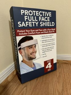4pk Plastic Face Shield Mask. Eye, Face protection Anti-Fog