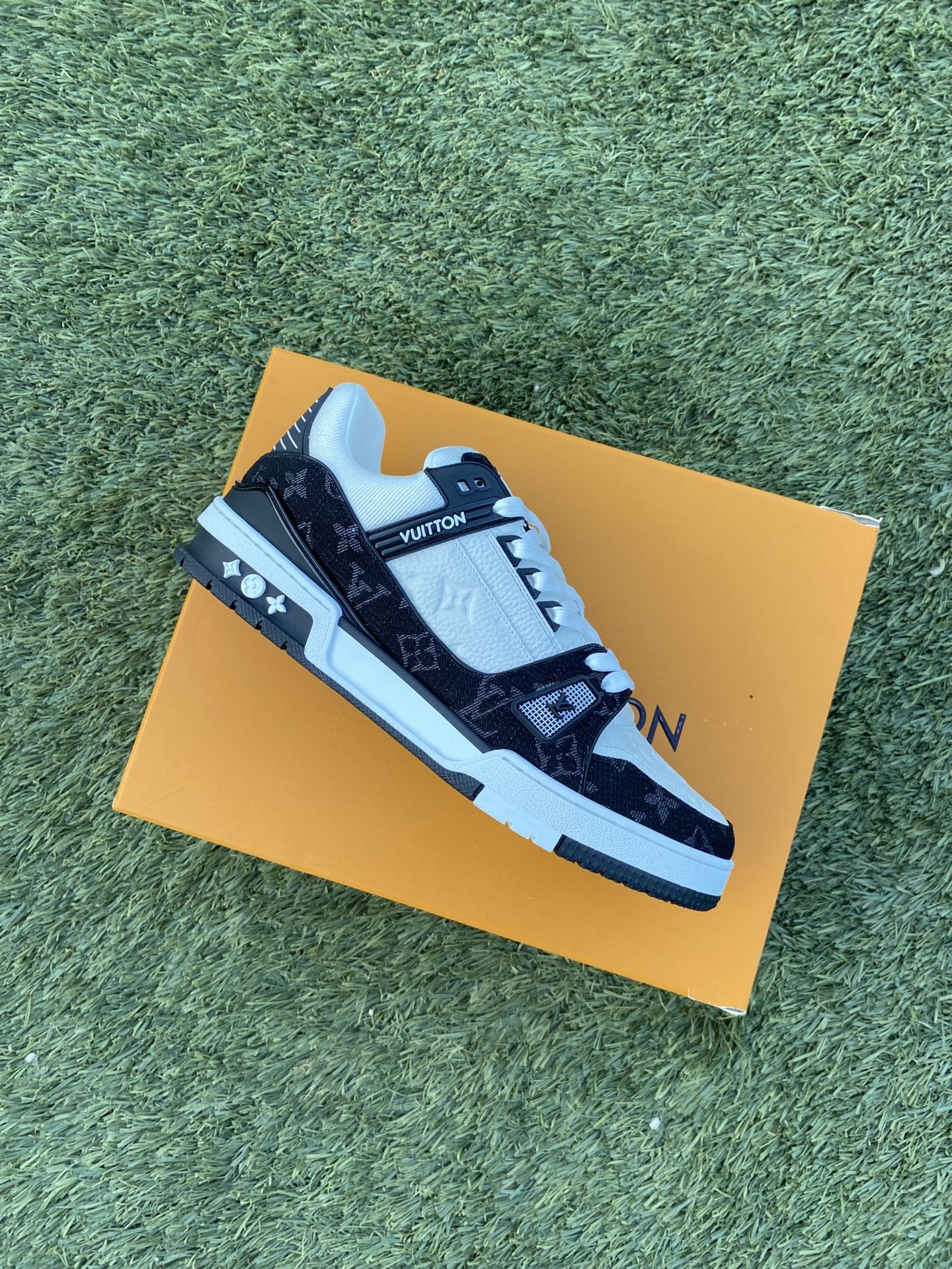 Black and white Louis Vuitton trainers