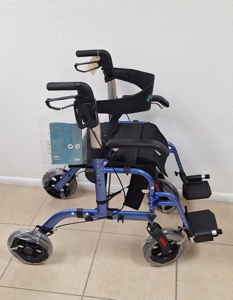 Versatile Rollator & Transport Chair - Blue
