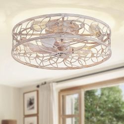 New LEDIARY 23" Caged Ceiling Fan with Light, Flush Mount Fandalier with Remote
Low Profile, Farmhouse Large, Bladeless Industrial, Quiet DC Motor, Ap