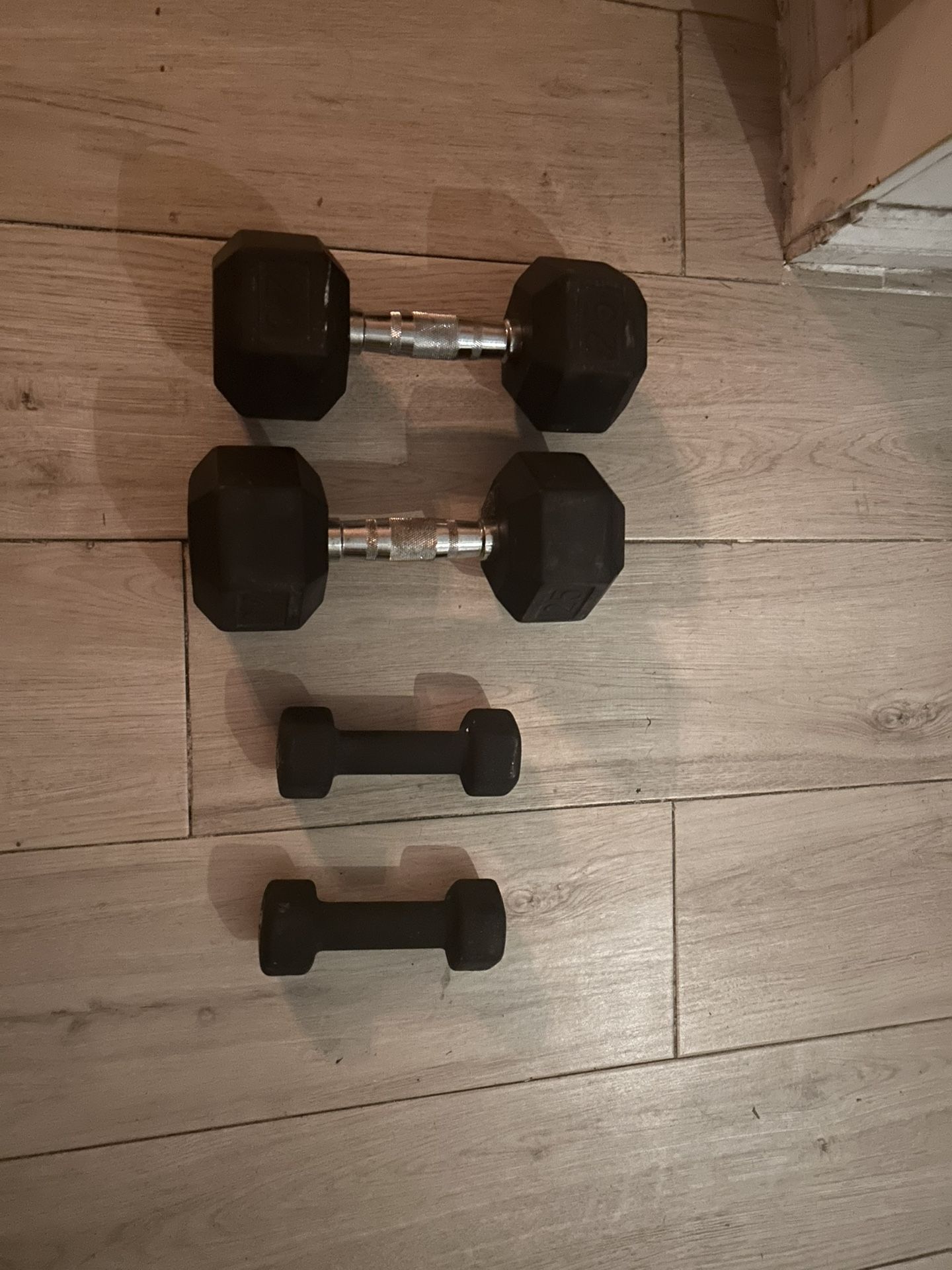 50$ For Both Sets Of Dumbbells 5lbs and 25lbs But If Your Buying Separate We Can Talk About That