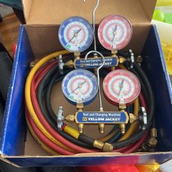 Two Sets Of Refrigeration Compound Gauges. Yellow Jacket