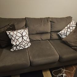 Plush But Sturdy Brown Microfiber Couch With Free  Chaise