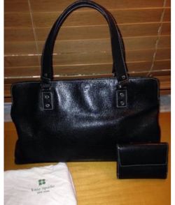 Kate Spade Black Leather Handbag & Wallet Set Authentic
