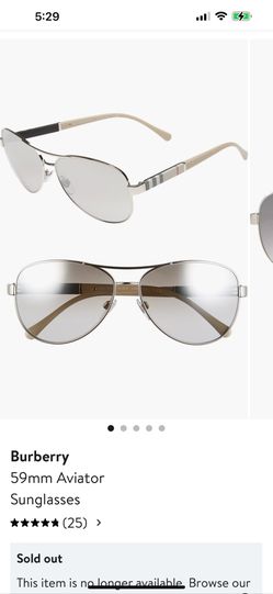 Authentic Burberry Silver Aviator Sunglasses  59mm  