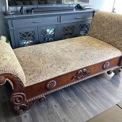 Antique Redwood Hand-carved Chaise