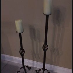 2 Rod ironLarge floor candle holder