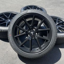 18” Tesla Model 3 Aero Wheels Factory Oem Rims Tires Pirelli