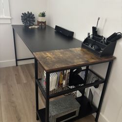 Large Metal Desk With Shelf