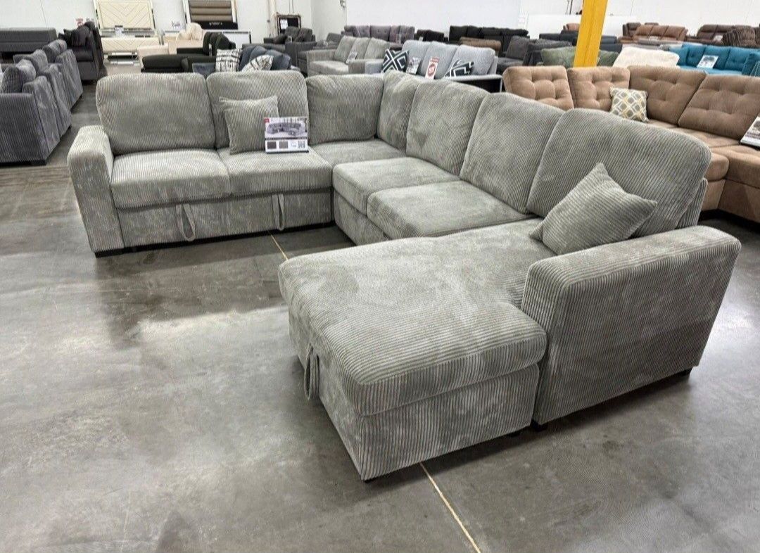 ✅️✅️4-Piece Convertible Sectional Sleeper Sofa, Chaise Storage, Sofa Storage & USB Port✅️✅️