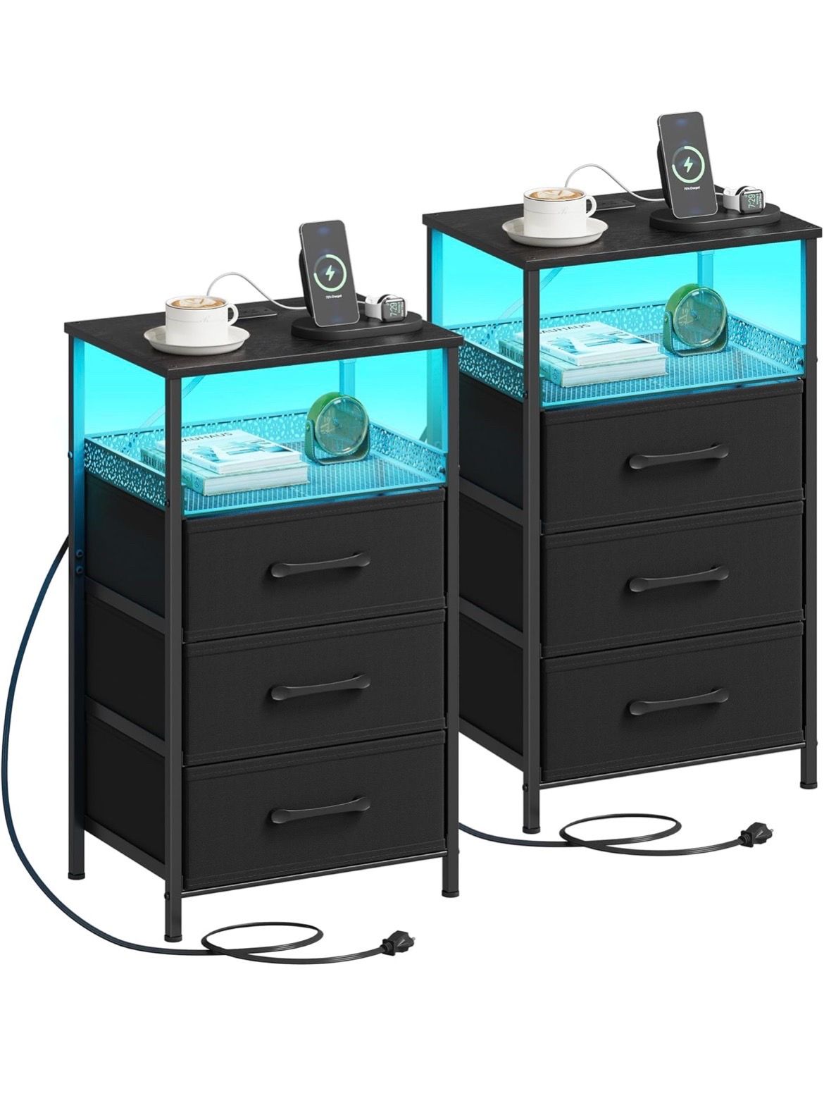 Night Stand Set 2 with Charging Station
