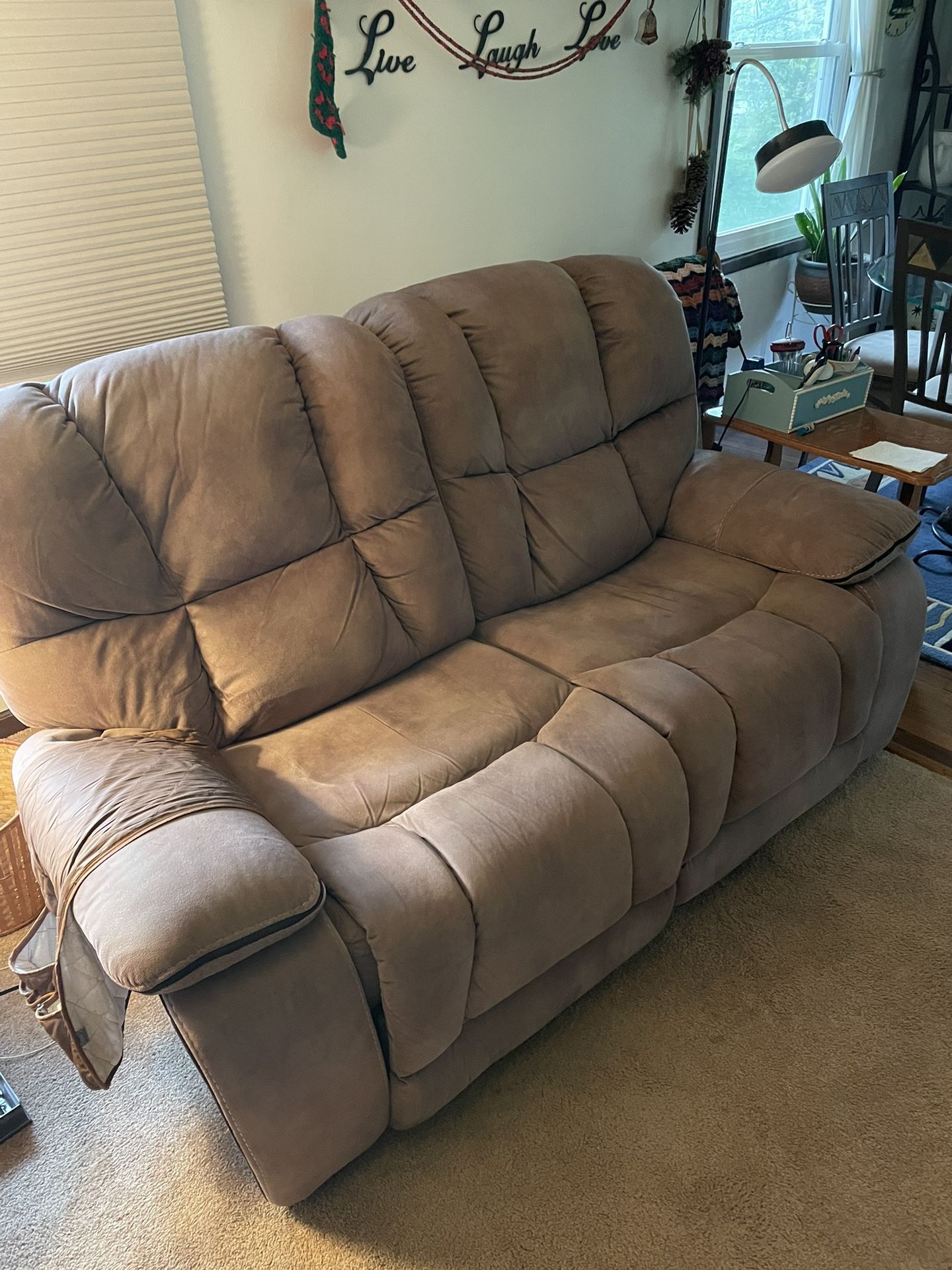 Beige Loveseat, Power Reclining 