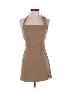 NWT Zara Khaki Halter Mini Dress With Buckle Details Size Small
