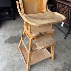 Vintage Wooden high chair/play Table