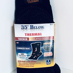 35* BELOW Thermal Insulated Socks in Black, Unisex-Women’s 8-12/Men’s 9-12, NEW!